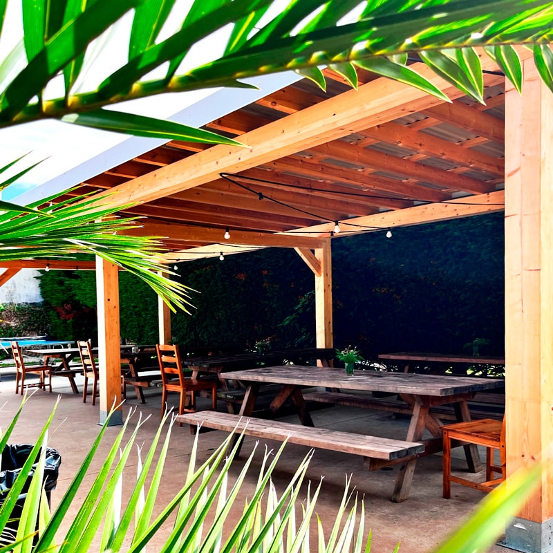 zona comun exterior porche surf house